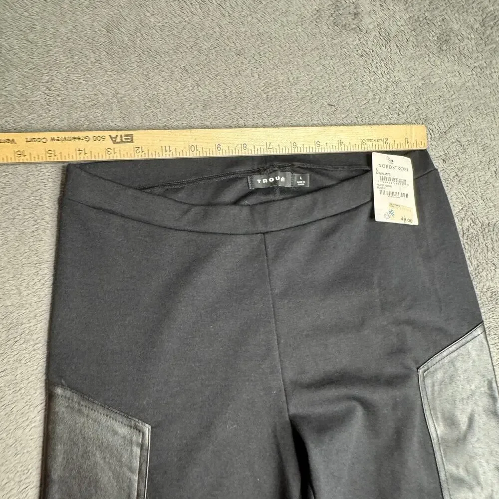 Trouve Nordstrom Womens Pants NWT Black Pull On Leggings Faux Leather Size L - Picture 9 of 9